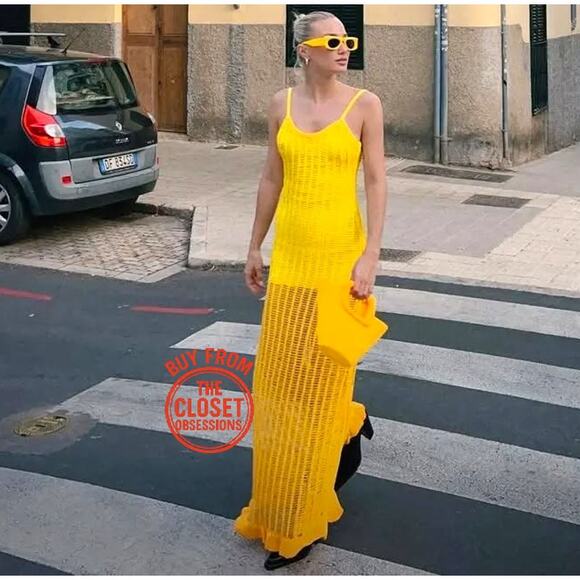 MANGO X SIMON MILLER BLOGGER FAVE!!! Long Dress with Ruffled Hem NWT - Picture 3 of 16